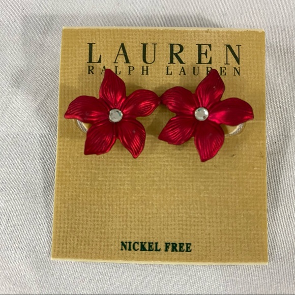 Lauren Ralph Lauren Jewelry - SOLD Ralph Lauren Red Poinsettia Stud Post Earrings Flower Christmas Detailed